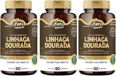 Kit 3 Óleo de Semente de Linhaça Dourada Unilife 120 Cápsulas