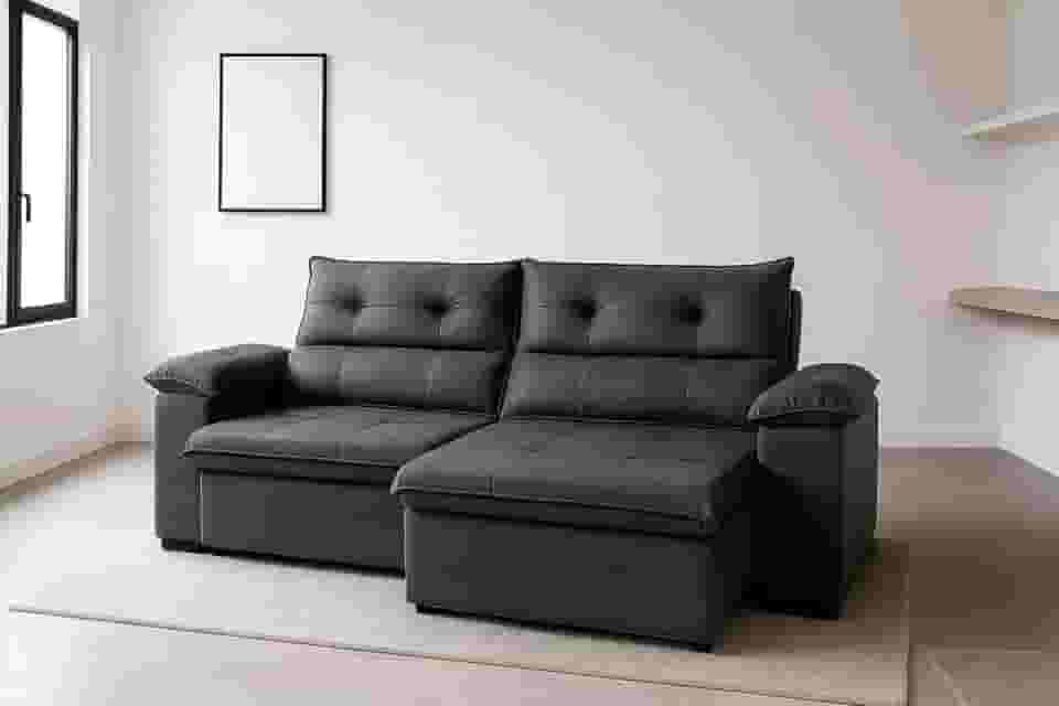 Sofá Compacto 2 Lugares Aconchegante Reclinável e Retrátil Bel Veludo Cinza LIMOV (1,50)