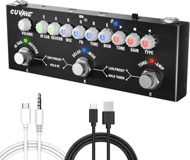 Pedal de Efeitos para Guitarra CUBE BABY Multifuncional Portátil com 9 Simulações de Amp 8 IR CAB Bluetooth Gravação em Celular Bateria Integrada Tuner e Modos PRESET/LIVE/EDIT para Músicos