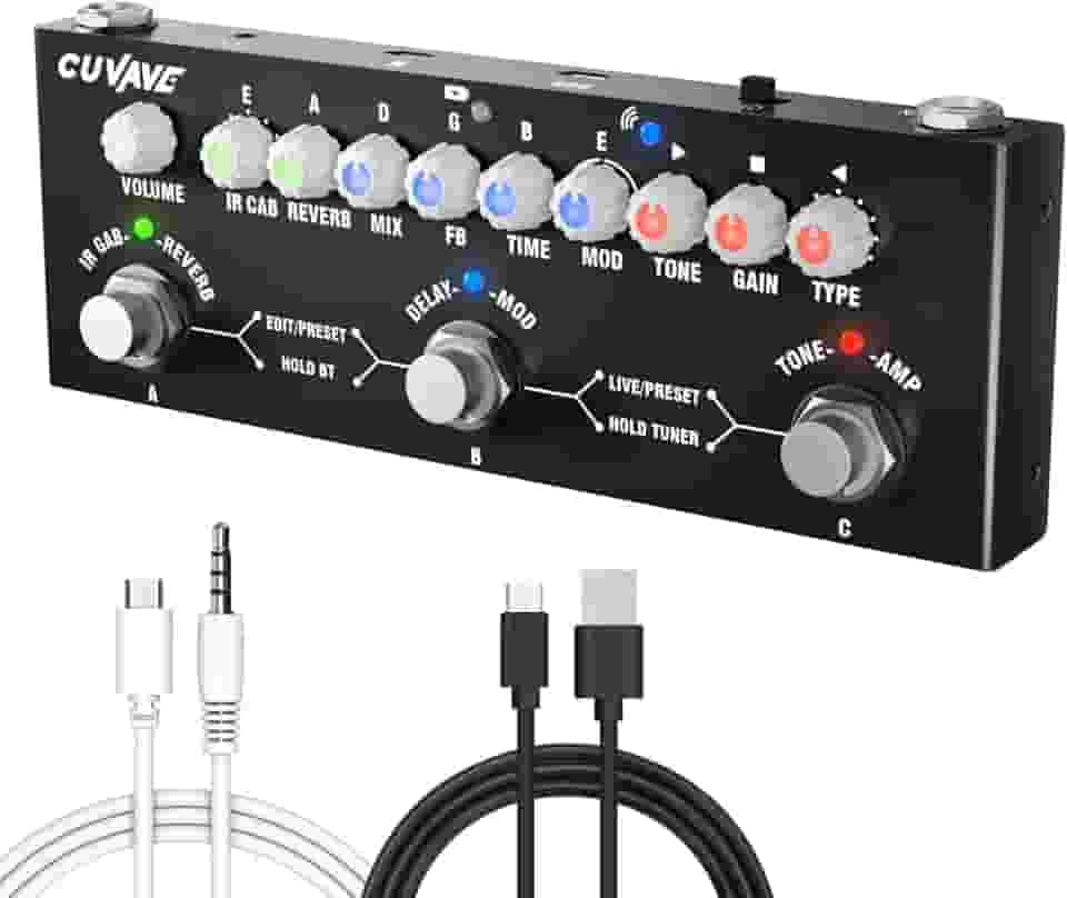 Pedal de Efeitos para Guitarra CUBE BABY Multifuncional Portátil com 9 Simulações de Amp 8 IR CAB Bluetooth Gravação em Celular Bateria Integrada Tuner e Modos PRESET/LIVE/EDIT para Músicos