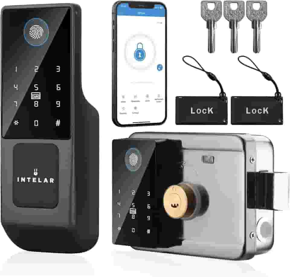 Fechadura Digital Inteligente,Fechadura Eletronica Tuya APP WIFI Abertura via Biometria, Fato para Portão de ferro, para Uso Externo/Porta de Alumínio, IP65