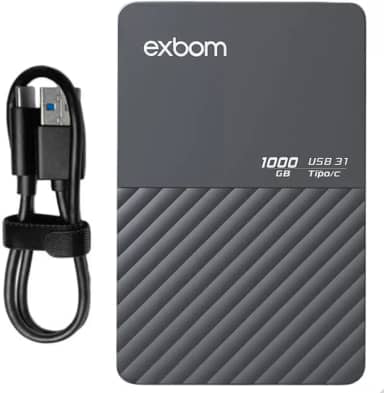 HD Externo Portátil, 1TB de Capacidade, USB 3.1, Armazenamento de Dados