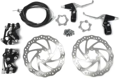 BlueSunshine Kit de freio de disco dianteiro e traseiro – 160 mm para bicicleta motorizada a gás 80cc – Distância do orifício rosqueado de 48 mm