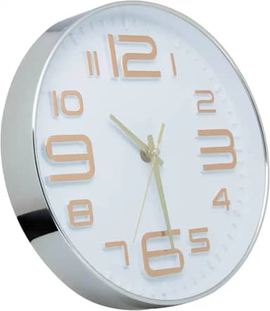 LYOR - Relógio de Parede em Plástico Quartz Branco com Dourado 25cm x 4cm - Decoração de Parede - Organização - Enfeites - Utilidades Domésticas