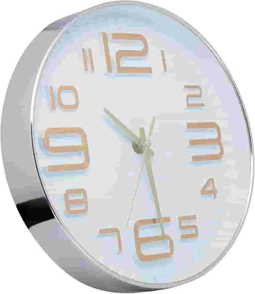 LYOR - Relógio de Parede em Plástico Quartz Branco com Dourado 25cm x 4cm - Decoração de Parede - Organização - Enfeites - Utilidades Domésticas