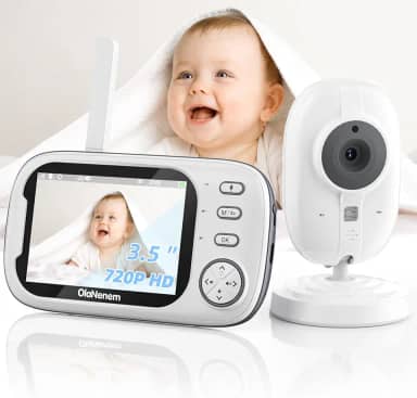 Baba Eletronica Sem Fio,Câmera para Bebês com Tela de 3.5' 720P, Visão Noturna 10M, Áudio Bidirecional, Detecção de Som VOX, Monitoramento Temperatura, 8 Canção de Ninar, ideal Recém-Nascidos