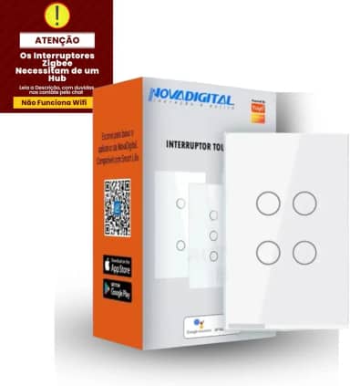 Interruptor Inteligente Touch 4 Botões ZigBee Nova Digital