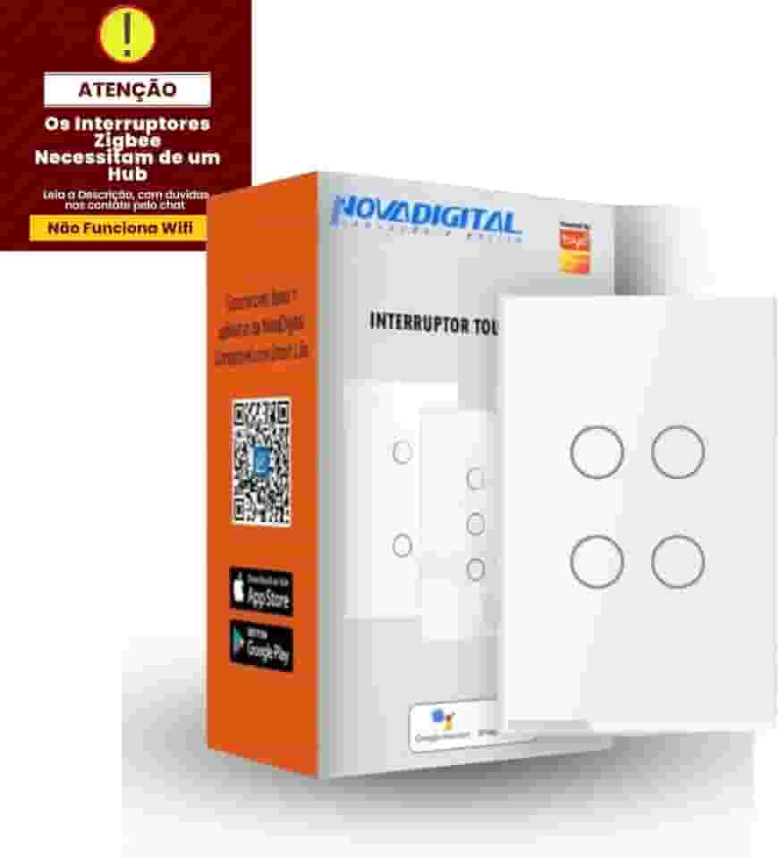 Interruptor Inteligente Touch 4 Botões ZigBee Nova Digital