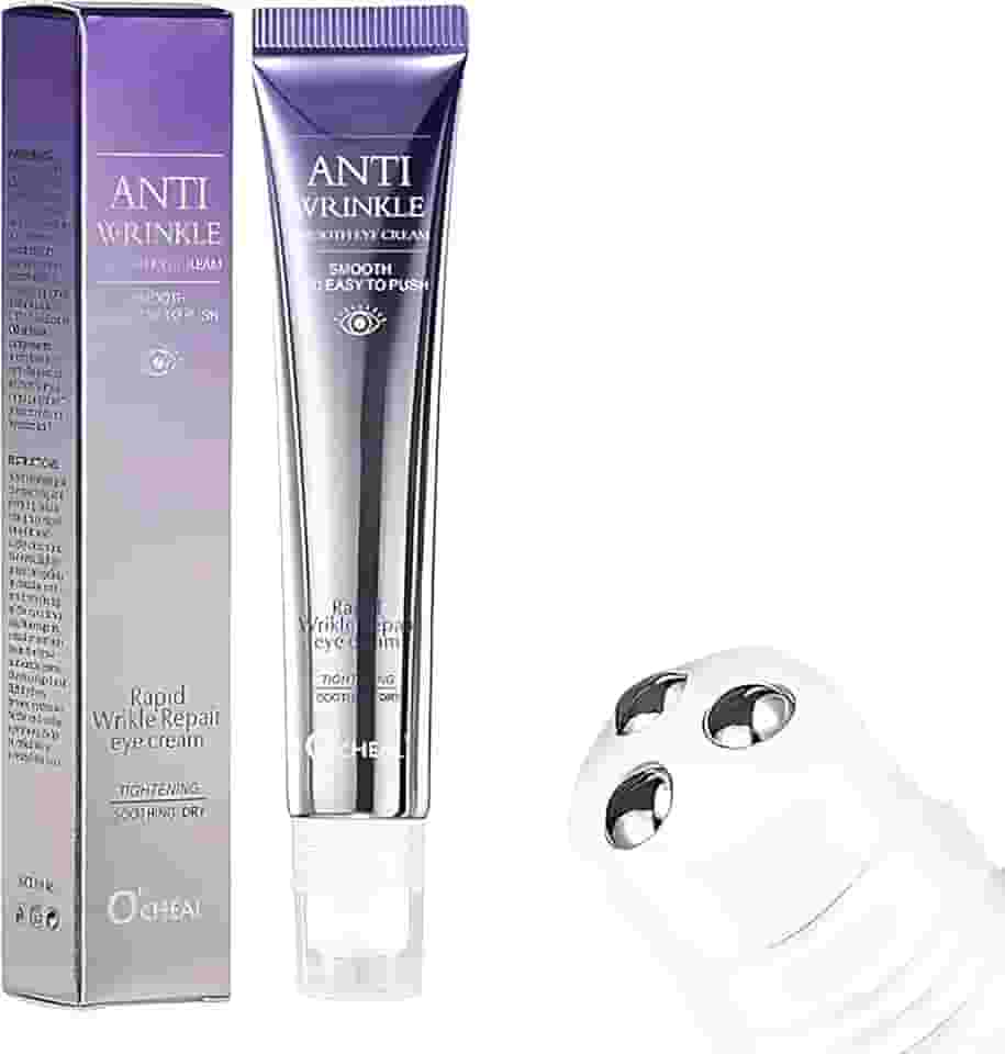 Creme para os Olhos com Ácido Hialurônico, Massageador Roll-on, Anti-Rugas, Anti-Olheiras, Hidratante, 15ml