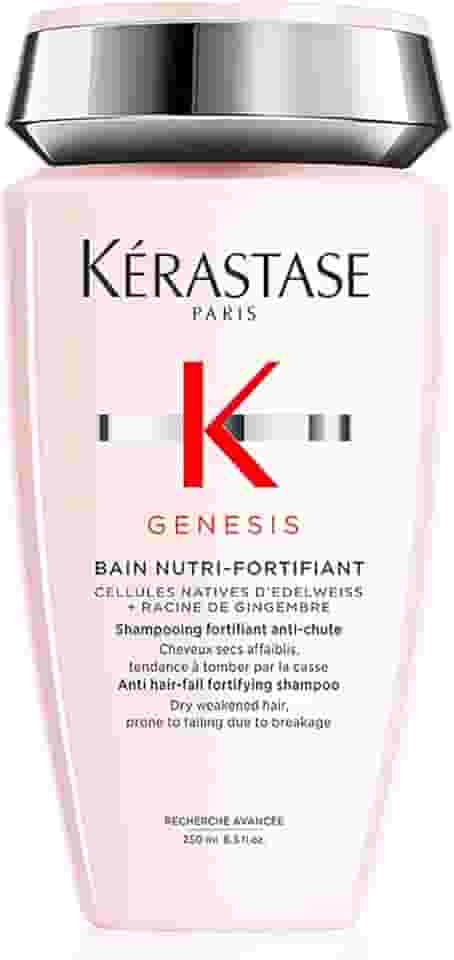Kérastase Shampoo Genesis Bain Nutri-Fortifiant, Cabelos com queda, Cabelo grossos, Prevenção da queda, Flor de Edelweiss, Raiz de gengibre, 250 ml
