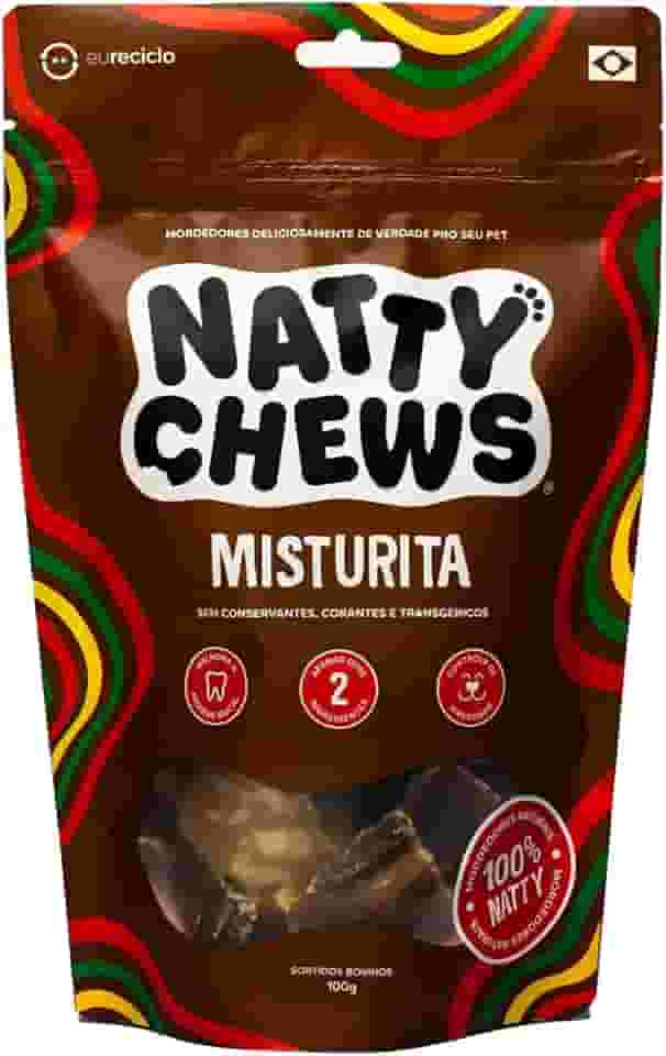 Mordedor Natural Misturita Natty Chews Traqueia e Esôfago Desidratados Para Cães - 100g
