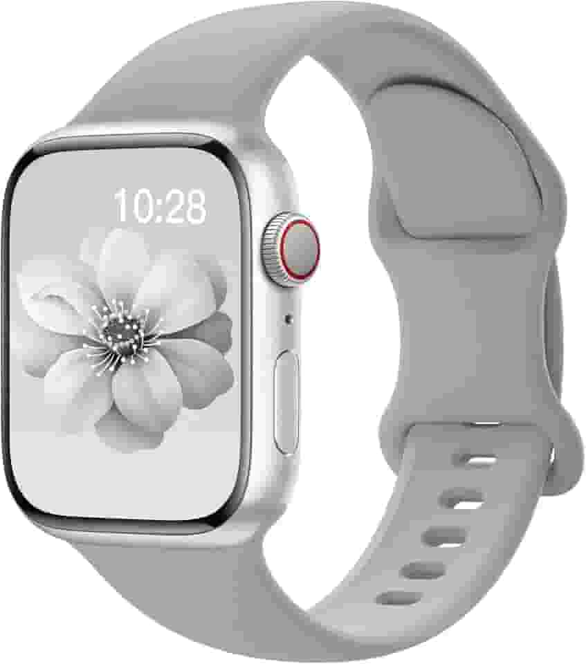 Pulseiras esportivas de silicone compatível com pulseiras de Apple Watch de 40 mm, 38 mm, 41 mm, 44 mm, 45 mm, 42 mm, 49 mm femininas e masculinas, pulseira de substituição esportiva macia e