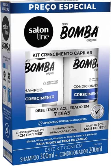 Salon Line, Kit Shampoo e Condicionador, S.O.S Bomba, Crescimento - Todos os Tipos de Cabelos, 2 Unidades