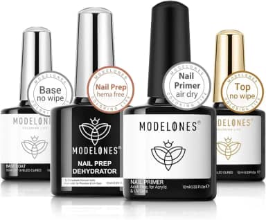 modelones Desidratador de unhas e primer com base em gel e conjunto de acabamento, suprimentos acrílicos sem ácido, primer, esmalte em gel brilhante, kit inicial de acabamento