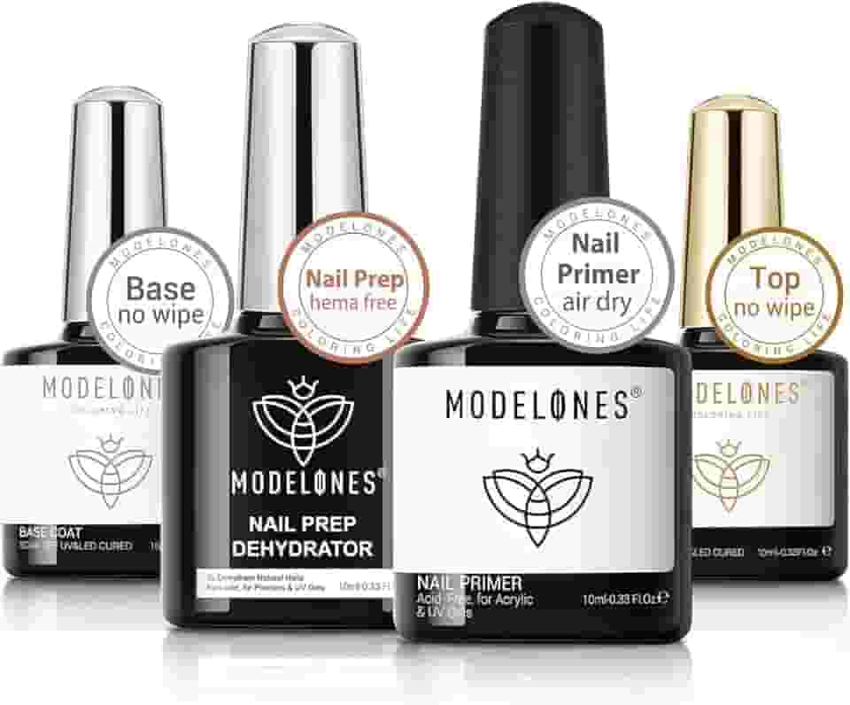 modelones Desidratador de unhas e primer com base em gel e conjunto de acabamento, suprimentos acrílicos sem ácido, primer, esmalte em gel brilhante, kit inicial de acabamento