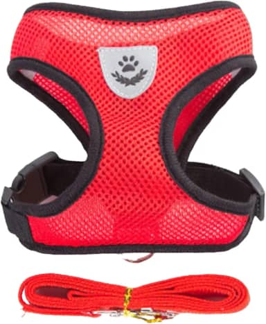 Coleira Peitoral Anti Puxão com Guia para Cães e Gatos – Ideal para Filhotes, Pinscher, Shi Tzu e Raças de Porte Pequeno a Médio – NEXUS MARKET (G, VERMELHO)