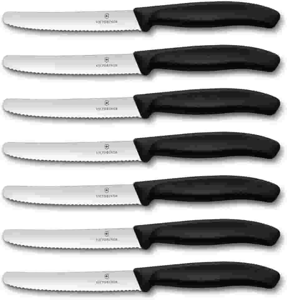 Victorinox Conjunto de Faca para Bife Swiss Classic de 6 Peças, Lâminas Serrilhadas de 4-1/2 Polegadas com Ponta Redonda, 4 Polegadas