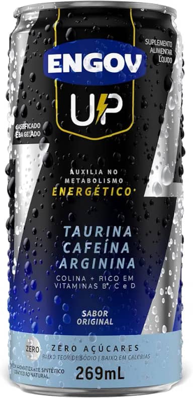 Engov Up Original - Bebida Gaseificada para Energia, Disposição e Melhora de Foco - Cafeína, Taurina, Arginina, Baixo em Calorias e Sódio - 269ml