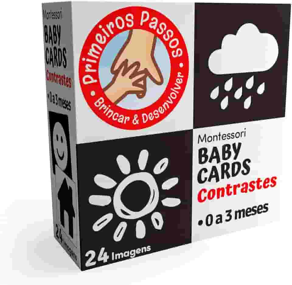 Baby Cards To Go 0 a 3 Meses | Cartões de Contraste para Bebês | Estímulo Visual | Método Montessori | Alto Contraste: Preto e Branco | 24 Imagens
