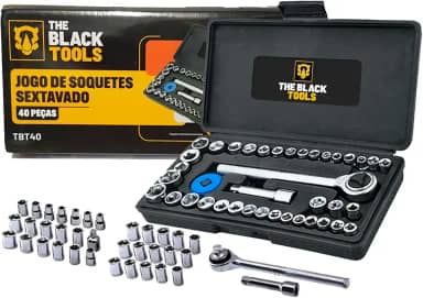 Kit Jogo Soquetes Sextavado C/Catraca 40 Pcs Reversível