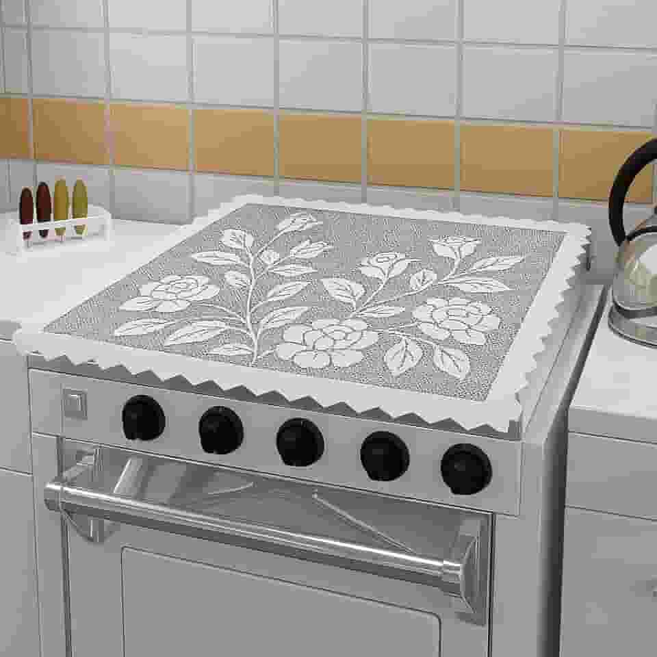 Capa Para Tampa De Fogão 4 Bocas 55x53cm De Renda Branco