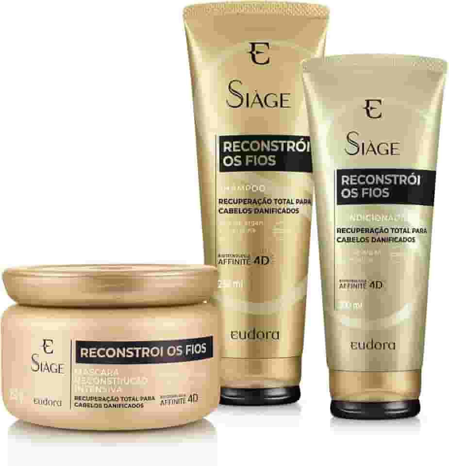 Eudora Kit Siàge Reconstrói Os Fios Shampoo + Condicionador + Máscara (Nova Versão)