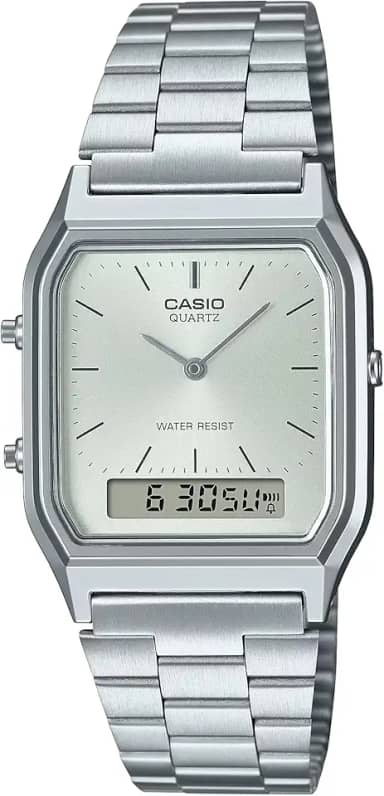 Relógio Casio Feminino Anadigi Vintage Prata AQ-230A-7AMQYDF