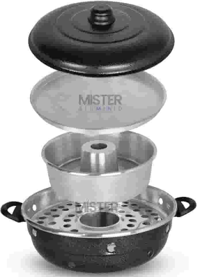 Churrasqueira Grill Vigorosa Multiuso para Fogão em Alumínio – Assa Pizza, Bolo e Grelha Carnes (Preto Craqueado)