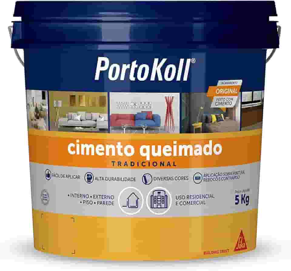 PORTOKOLL – Argamassa colorida - Cimento Queimado Fendi – Piso e parede – Fácil de aplicar – Balde 5 kg
