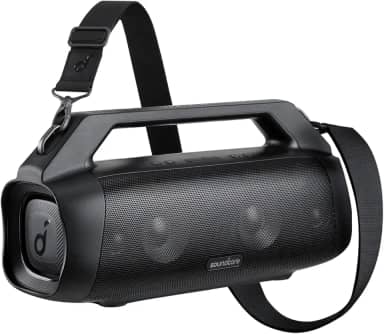 Motion Boom Plus Soundcore da Anker Caixa de Som Portáteis Bluetooth, drivers Titanium, tecnologia BassUp, IPX7 à prova d'água, tempo de reprodução 24h, aplicativo Soundcore, alça embutida, Preto