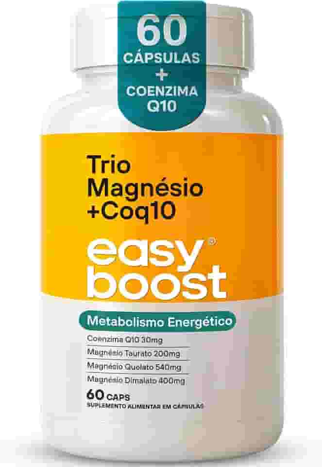 Trio Magnésio Dimalato Quelato Taurato Coenzima Q10 Easy Boost 60 Caps