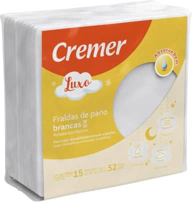 Fralda Luxo Sem Bainha com 15 Unidades Cremer