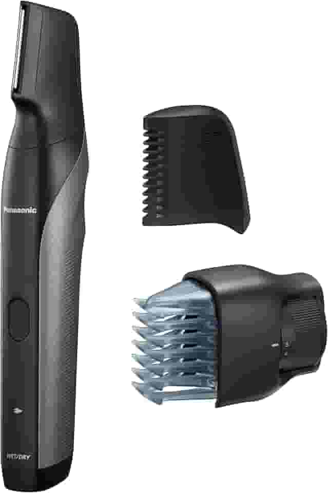 Aparador de pelos corporais para homens Panasonic V-Razor, aparador elétrico de uso seco/molhado, sem fio, com 2 acessórios, barbear multidirecional em áreas sensíveis - ER-GK80-S (Preto)