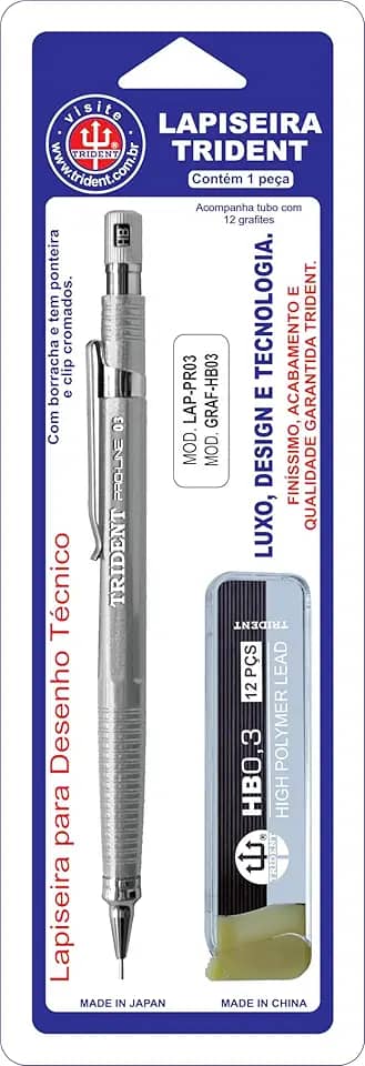 Lapiseira, Trident, Lap-Pr03B, Cinza/ Grafite/ Preto, 0,3 Mm