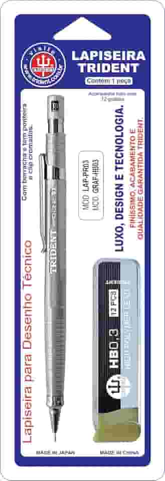 Lapiseira, Trident, Lap-Pr03B, Cinza/ Grafite/ Preto, 0,3 Mm