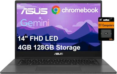 Laptop ASUS Chromebook CM14 (LED FHD de 14 polegadas antirreflexo, MediaTek Kompanio 520, armazenamento de 128 GB (eMMC de 64 GB + cartão SD de 64 GB)), casa e estudantes, resistente, bateria de longa