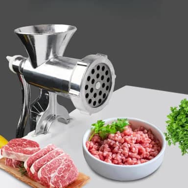 MOEDOR DE CARNE MANUAL Nº12 EM ALUMÍNIO FUNDIDO – FIXAÇÃO POR MORSA, PEÇAS DESMONTÁVEIS, IDEAL PARA HAMBÚRGUERES, LINGUIÇAS E RECEITAS ARTESANAIS