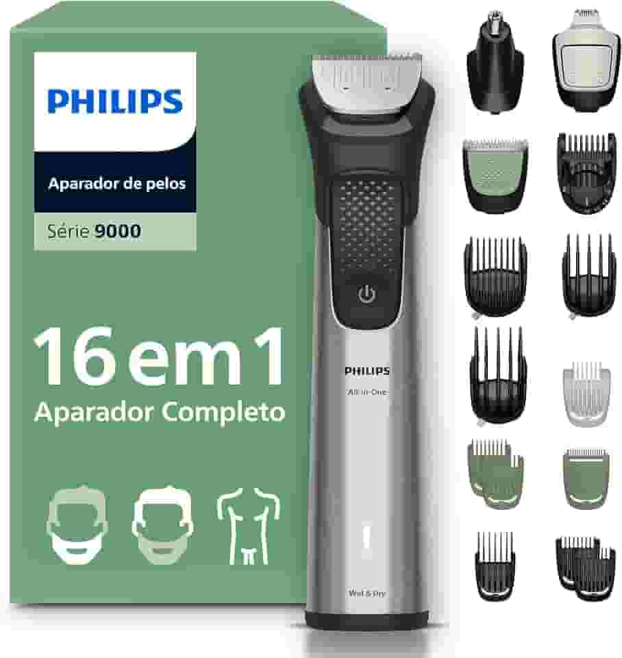 PHILIPS Aparador de pelos premium multigroom 16 em 1 para Rosto, Cabelo e Corpo - MG9532/15