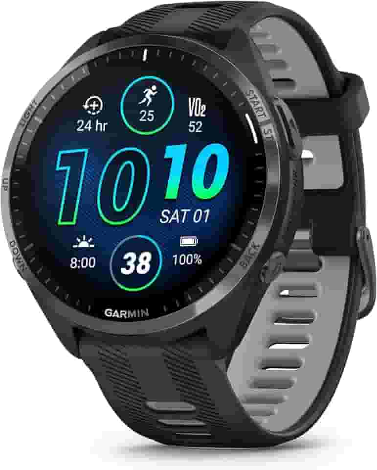 Garmin Smartwatch de corrida Forerunner® 965, visor AMOLED colorido, métricas de treinamento e informações de recuperação, preto e cinza pó, 010-02809-00