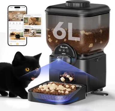 Pet Automatico Alimentador Para Gatos com Caes - 6L Inteligente Comedouro para Cat com Cães para 2.4g Wifi com Camera - Eletronico Suporte Programavel Automático Food Dispenser com Steel Pote