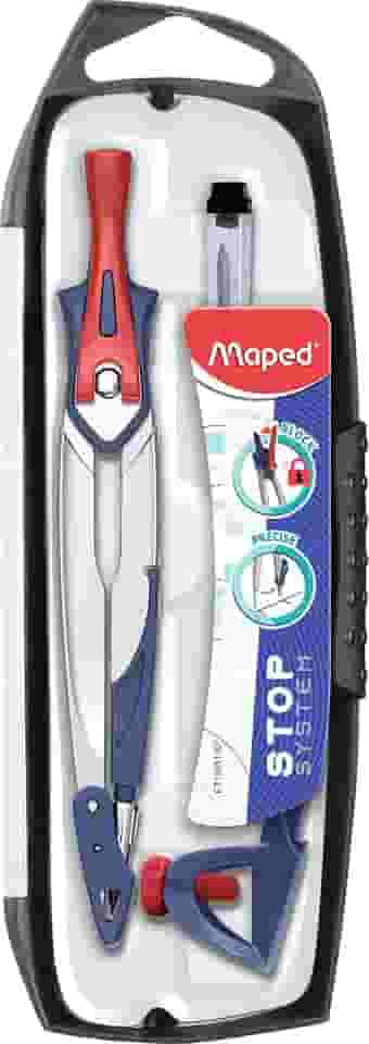 Maped Compasso Stop System 3 Peças + 1 Estojo, Vermelho, 3-p Signal Mine
