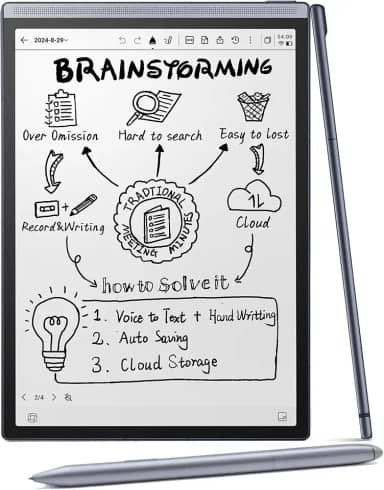 iFLYTEK Pacote AINOTE Air 2, tablet de 20,8 cm com inteligência artificial para anotações, caderno digital com caneta Stylus, suporte multilíngue de voz para texto, ChatGPT para trabalho, reuniões e