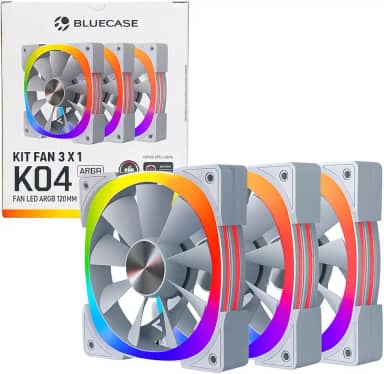 Kit 3x Coolers Fan 120mm RGB para PC Gamer Ventoinha 5V 1200 RPM com Rolamento Hidráulico (Branco)