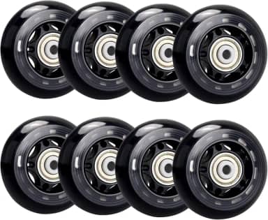 TOBWOLF 70 mm, 82 A, 76 mm, 84 A, rodas de patins em linha de substituição, pacote com 8, rodas de skate em linha com rolamentos ABEC 7 - Preto