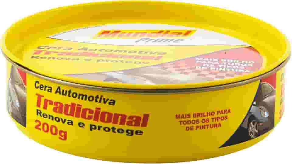 Cera Automotiva Mundial Prime 200 g – Proteção de Pintura & Brilho Intenso para Carros, Motos e Veículos em Geral