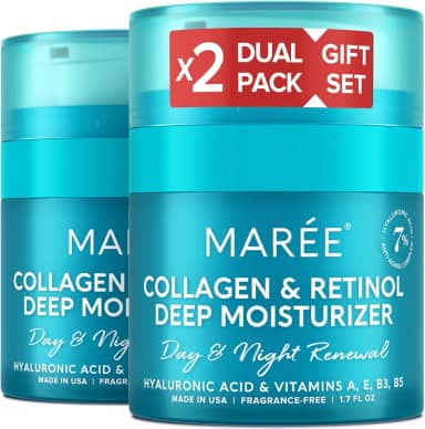 MAREE Creme hidratante facial de colágeno para o rosto, conjunto com 2 unidades, ácido hialurônico e retinol - cremes antienvelhecimento para rugas - Crema Para La Cara