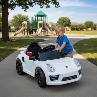 Carro Elétrico 12V de Passeio Infantil com Luz Som e Controle Remoto (Branco)