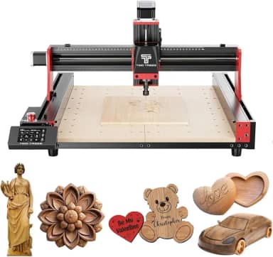 Twotrees TTC450 Pro CNC Máquina Roteadora, Gravador a Laser em 3 Eixos Atualizada, Motor de Fuso de 80W, para Corte de Madeira, Acrílico, MDF e Nylon, Área de Trabalho 460 x 460 x 80 mm