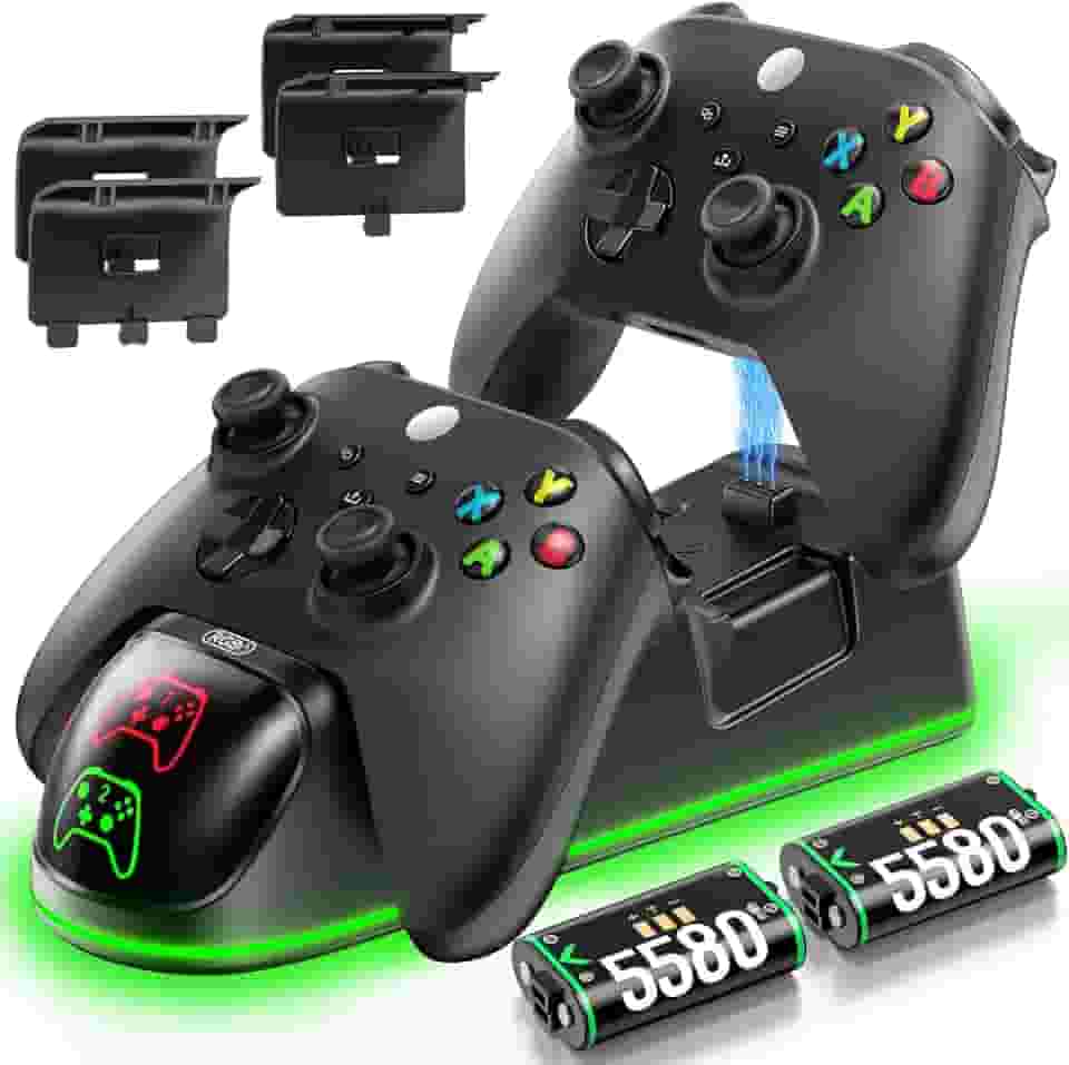 OIVO Estação de carregamento de controle XSX com 2 pacotes de baterias recarregáveis de 1300 mAh para Xbox Series X/S/One/Elite/Core Controller, base de carregamento Xbox, kit de carregamento,