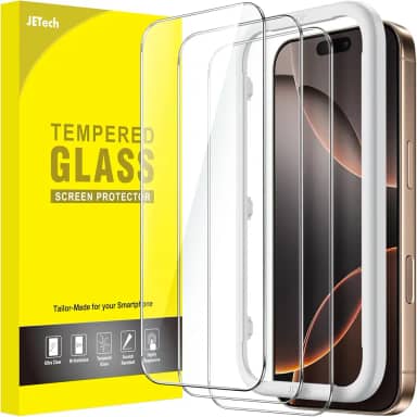 JETech Película de Vidro Temperado para iPhone 16 Pro Max 6,9 Polegadas, Protetor de Tela com Ferramenta de Fácil de Instalar, Amigável ao Caso, HD Transparente, Pacote com 3